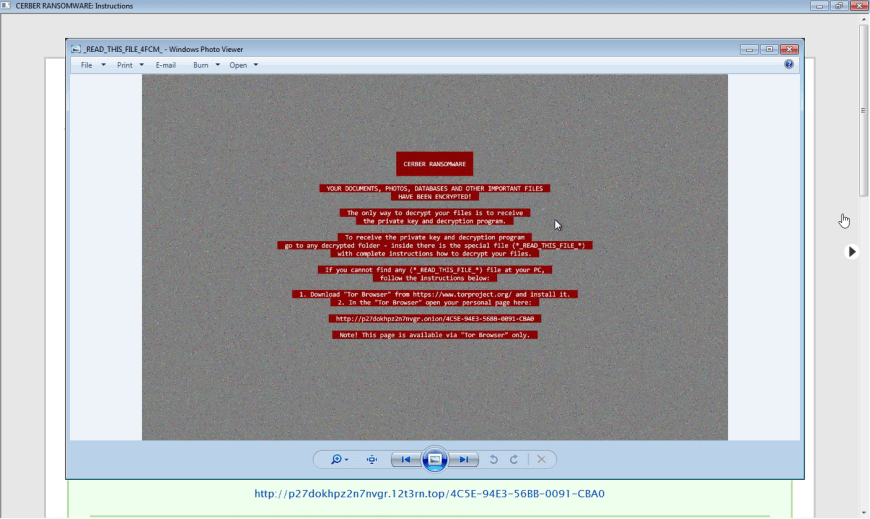 Cerber Ransomware Screenshot