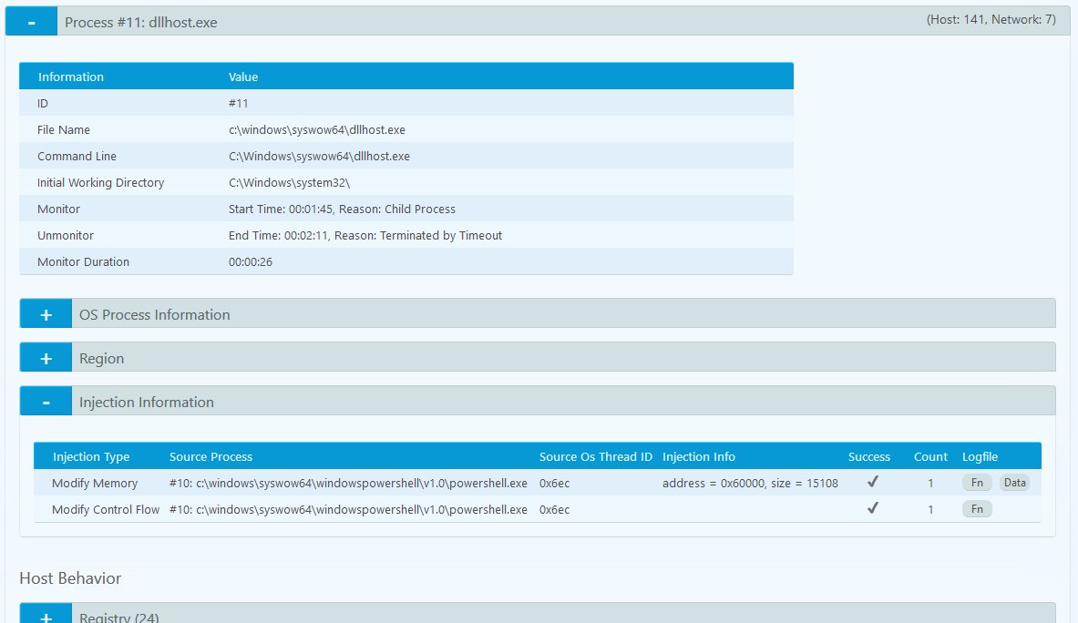 dllhost Injection Information - Poweliks Fileless Malware