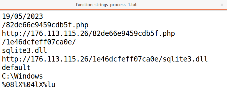 VMRay Platform's function strings log reveals decrypted strings.