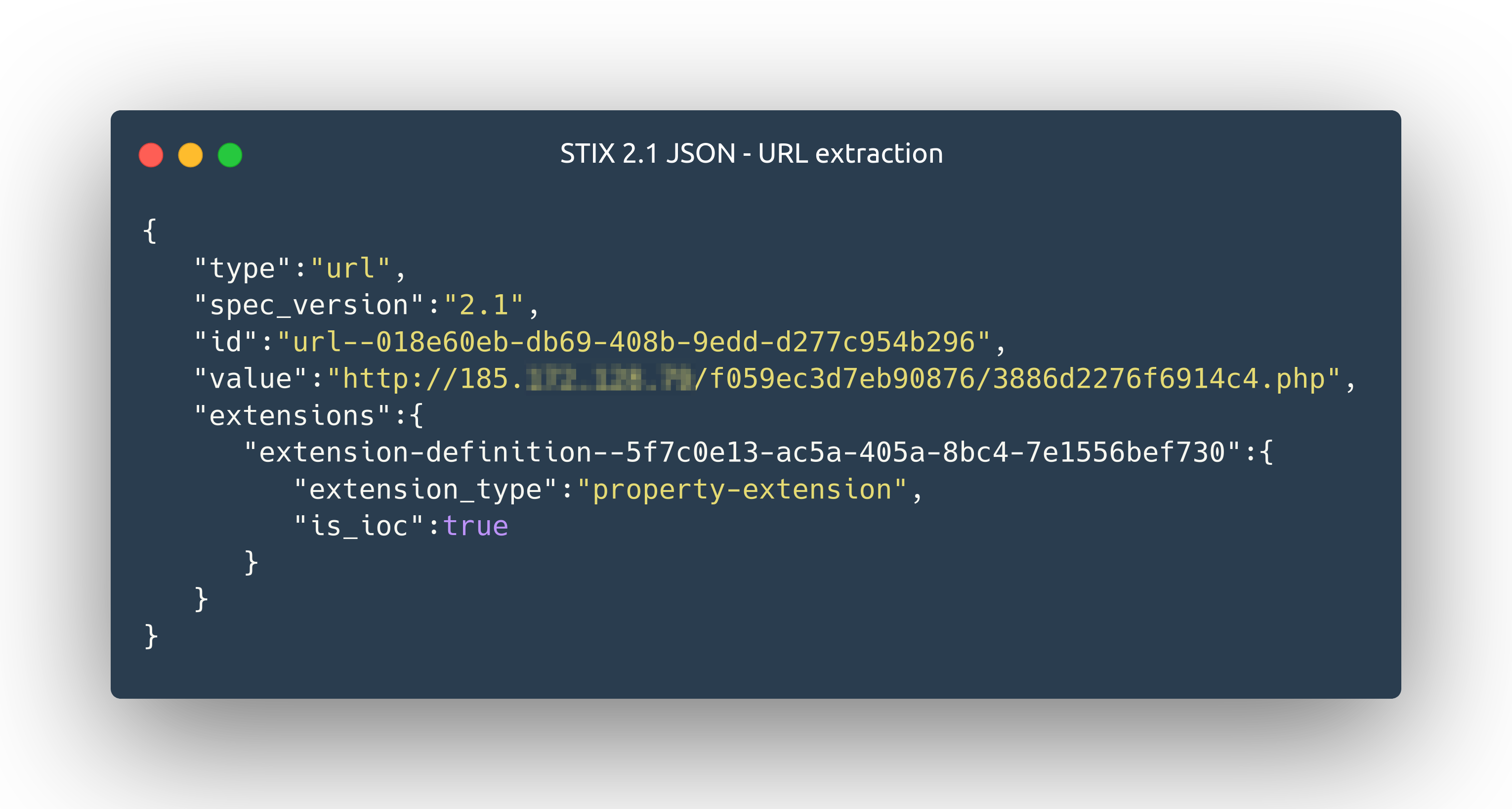 Figure 6: Example showing network-related information with the extension indicating its IOC status.