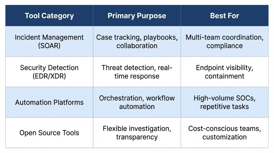 IR Tool Categories at a Glance